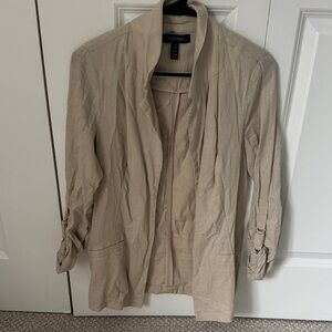 Ellen Tracy Light Tan Open Front Trench Jacket